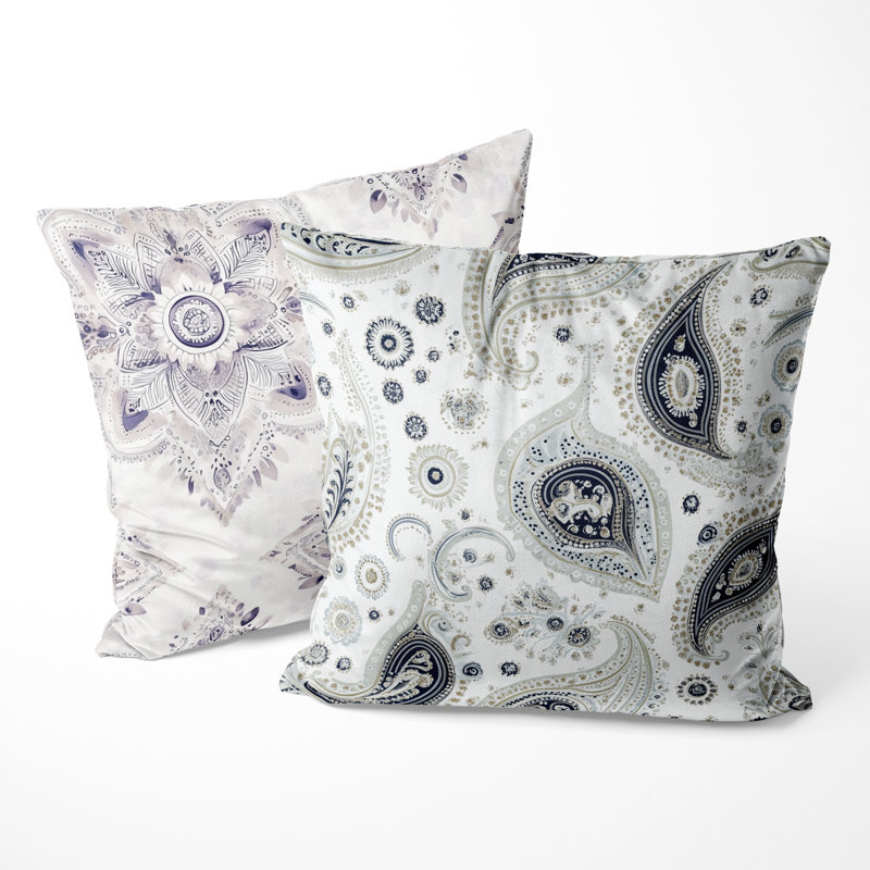 Coussin décoratif imprimé cachemire 2 pièces Paisley, H 18 po x l 18 po