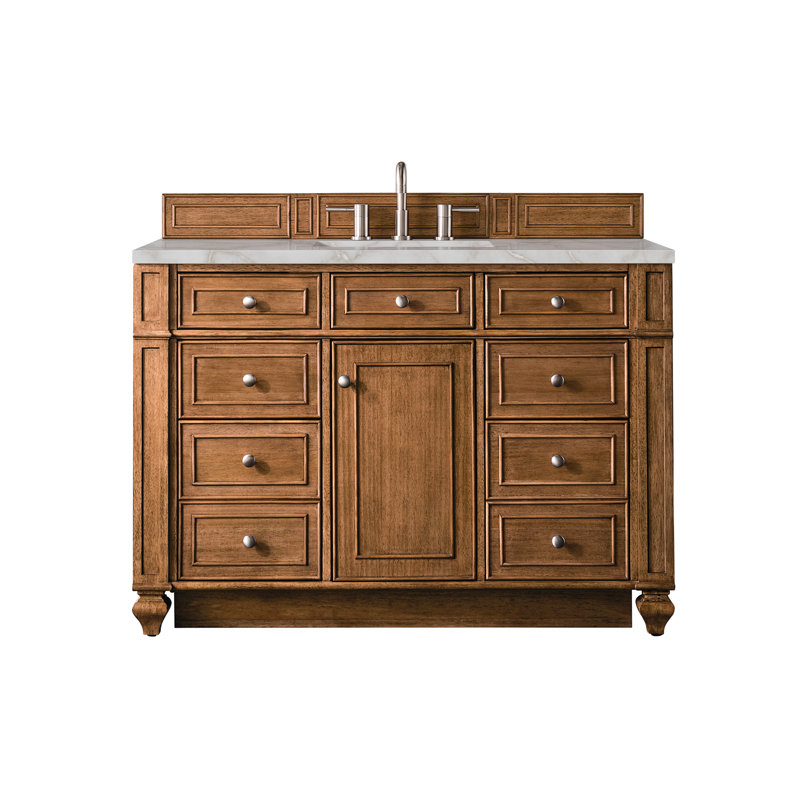 Bristol 48'' W Single Vanity, Eternal Jasmine Pearl, Saddle Brown, 8" Widespread