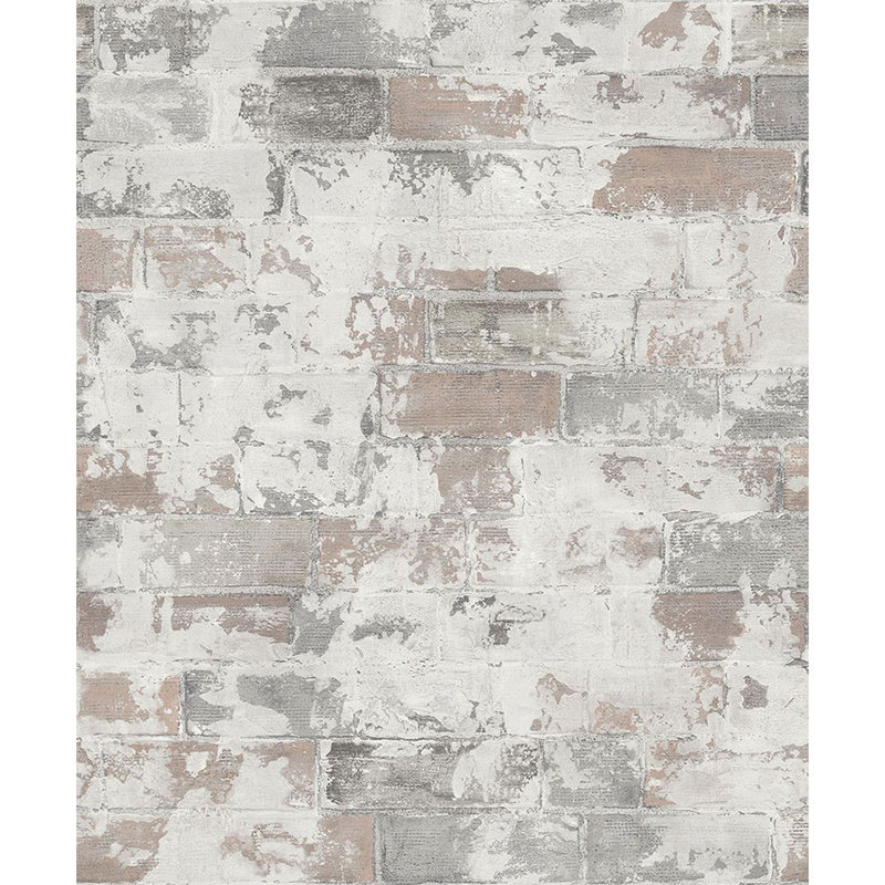 Rouleau de papier peint effet fausses briques L 33 pi x l 21 po, Gris / brun