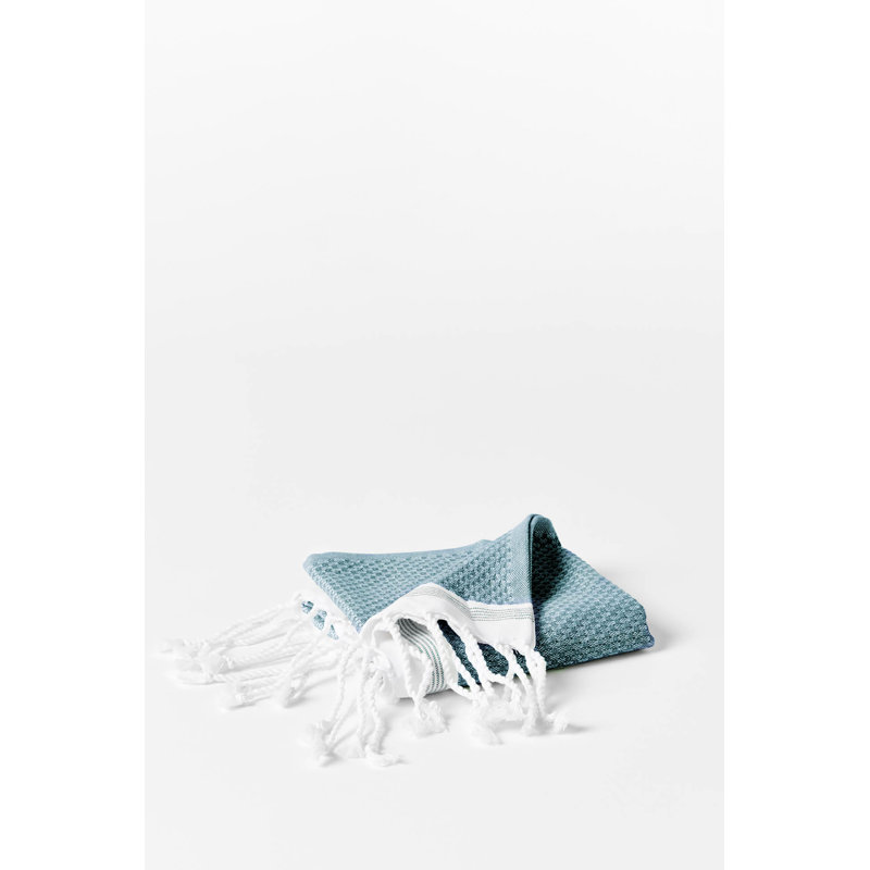 Mediterranean Organic Guest Towel, Aquamarine w/Sea Spray, Fingertip Towel
