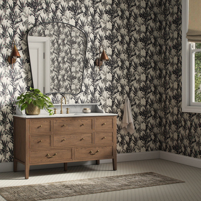 Tropic Paradise Wallpaper Roll, W52" x H132", Tropic Paradise Black II