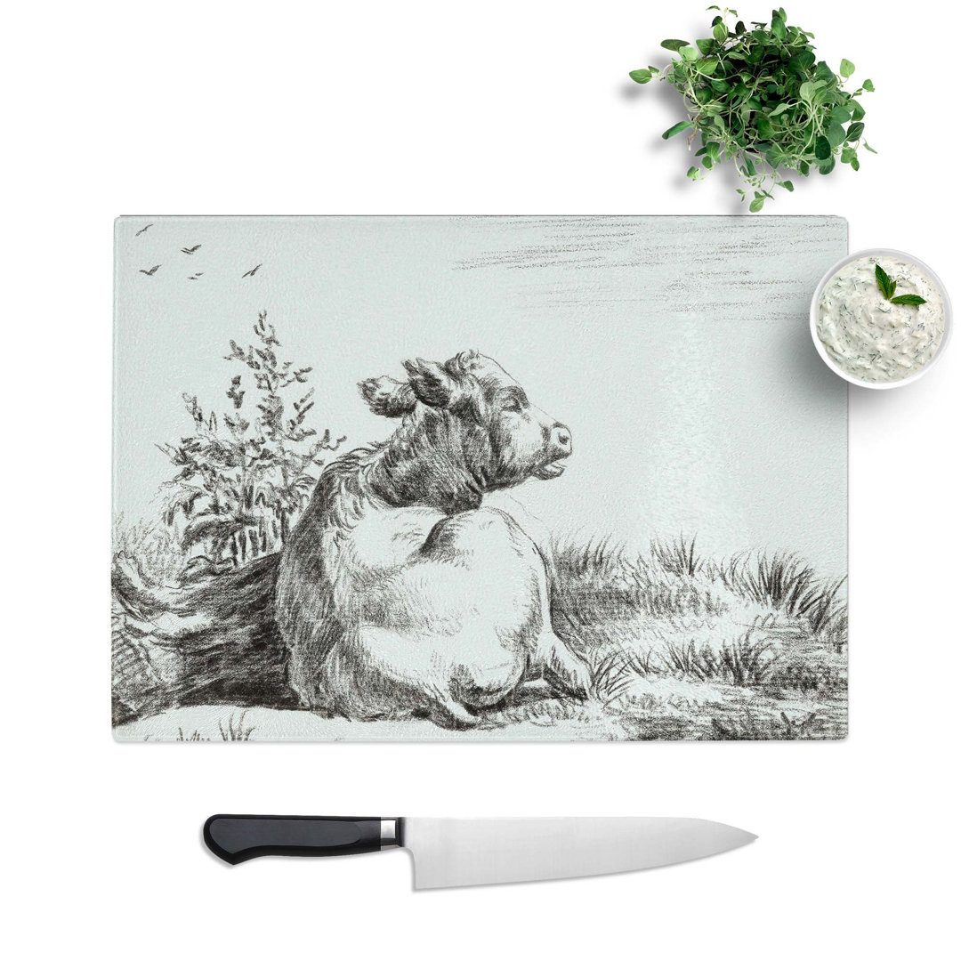 Tempered Glass Cow at Rest Chopping Board