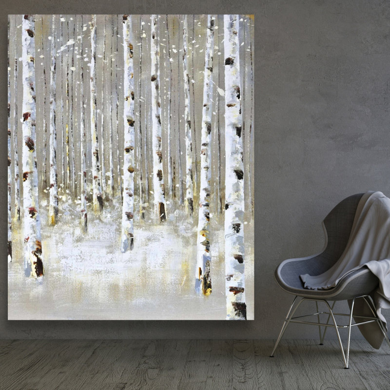Forêt de bouleaux par Winter - Décoration de bureau sur toile