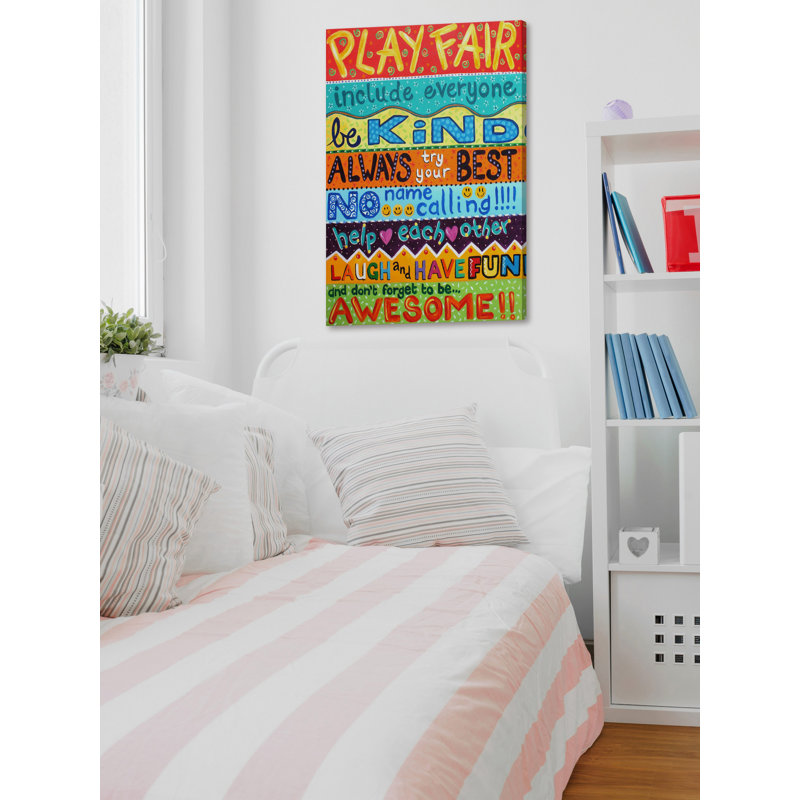 «Guynn Playroom Rules II», reproduction sur toile tendue, H 45 po x l 30 po