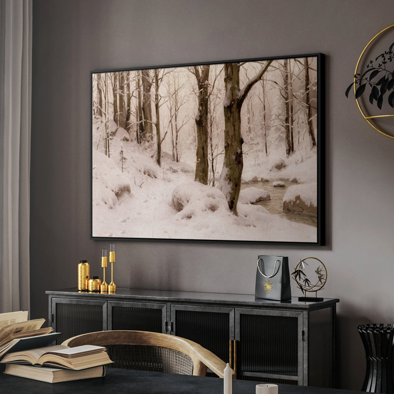 Paysage rétro - CMXIV, H 25 po x l 37 po x P 2 po, Toile avec cadre flottant noir