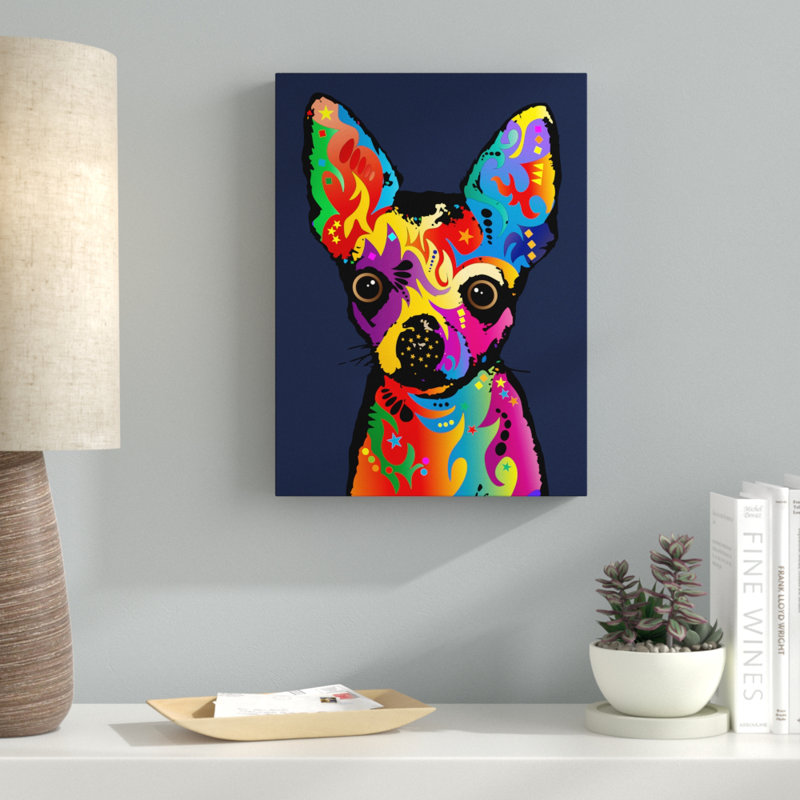 « chihuahua dog blue », impression sur toile tendue, H 19 po x l 14 po x P 2 po