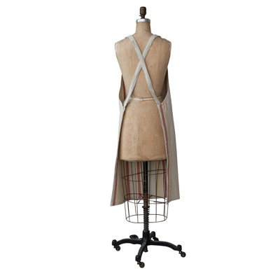 Woven Cotton Striped Apron With Pocket