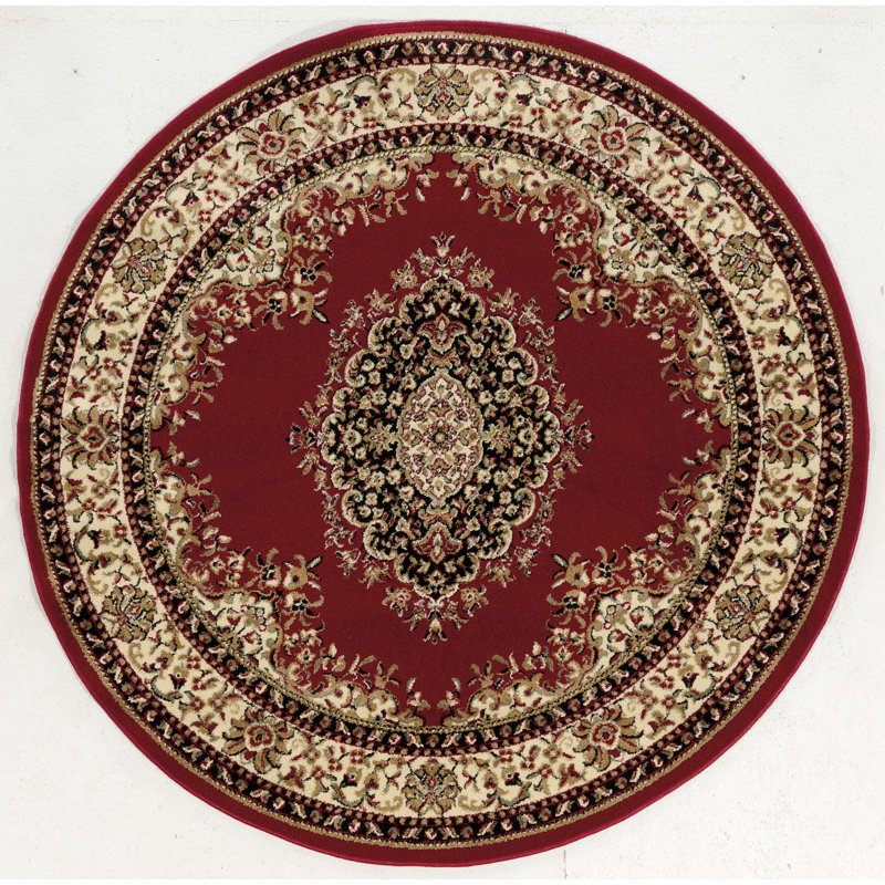 Tapis oriental rouge / ivoire Colebrook, Rond 5 pi 3 po