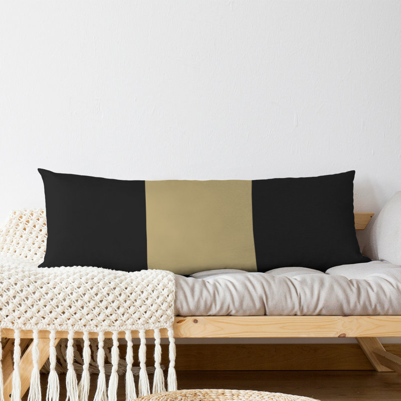 Abel Polyester Medium Pillow, Black/Gold/Black