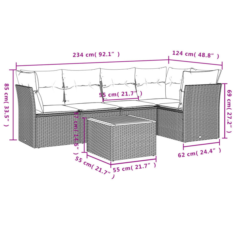 Vidaxl Garden Sofa Set Black, Cream White