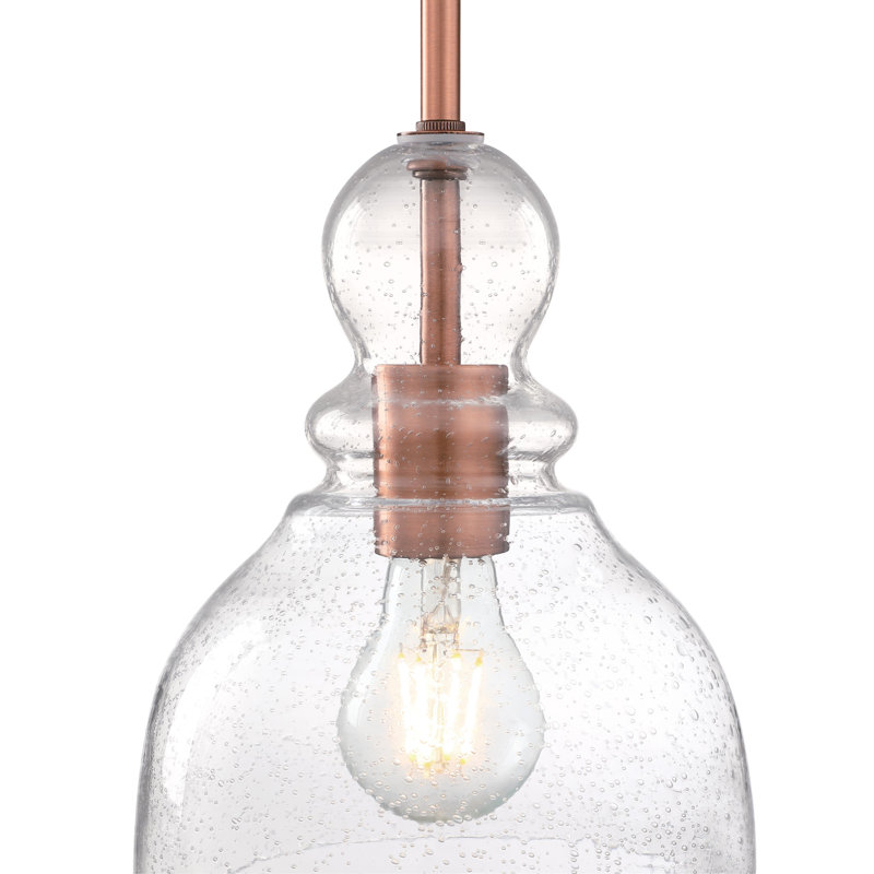 Lomita 1 - Light Copper Single Pendant, Washed Copper, 8.5" H x 7" W x 7" D, No