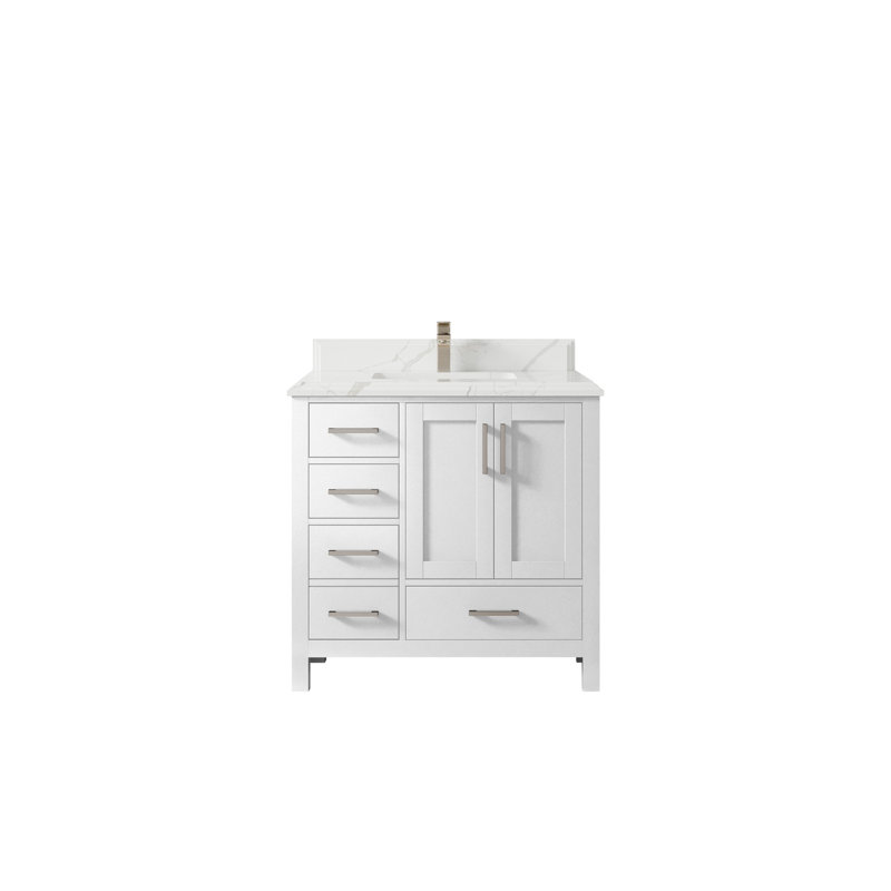 Malibu 36'' Single Bathroom Vanity with Quartz Top, Calacatta Laza