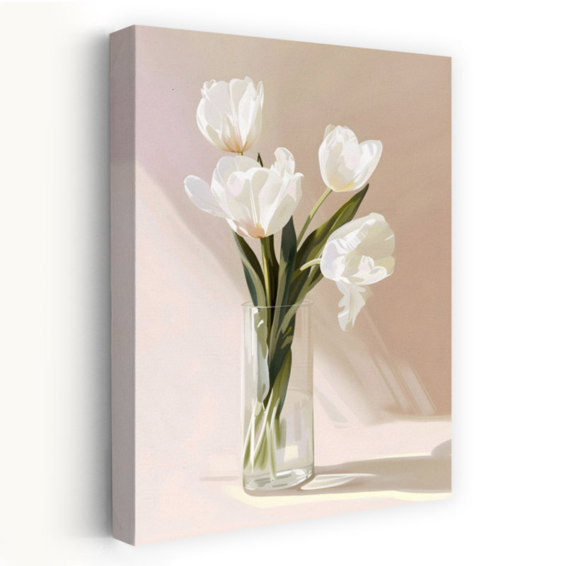 Art contemporain contemporain avec tulipe minimaliste, H 24 po x l 16 po