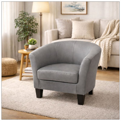 Faux Leather Accent Chair Gray