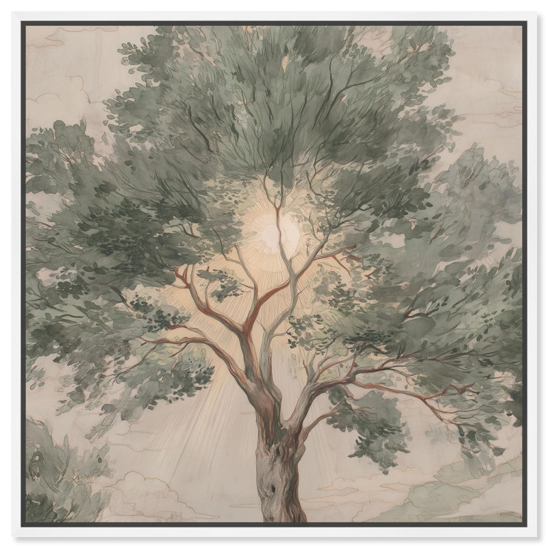 Art floral rétro sur toile Emanating Branches II par Art Remedy, H 13 po x l 13 po, Blanc, Cadre flottant