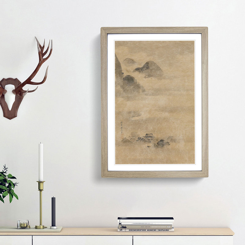 Landscape in the Moonlight Vol.2 by Kano Tan'yu - Picture Frame Painting Print, 65cm H x 48cm W x 2cm D, Oak Framed