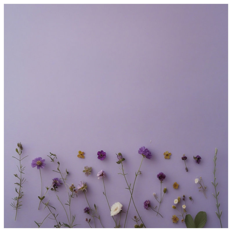 Rideaux de douche mauve à motif de fleurs sauvages sur lavande extra long, 70in W x 84in H