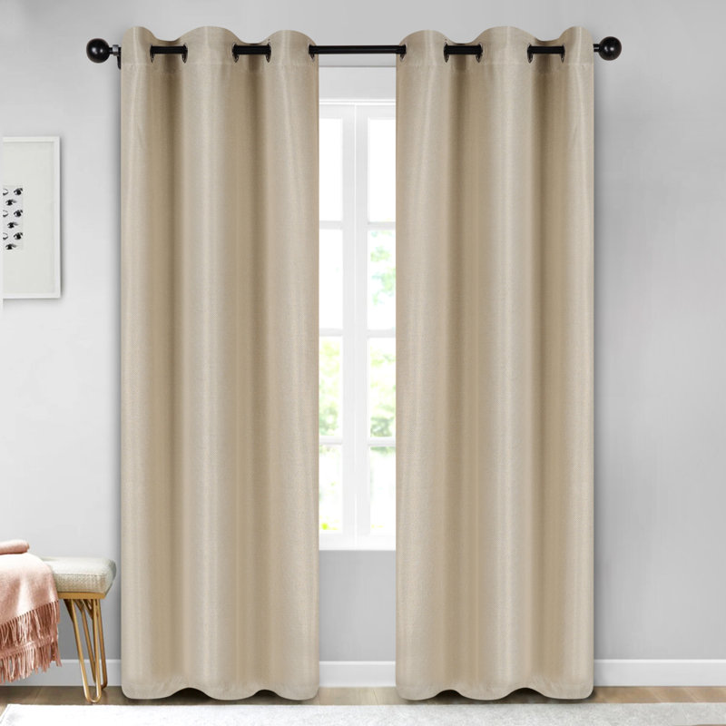 Polyester Thermal Insulated Room Darkening Curtain Panels, Beige, 42" W x 84" L