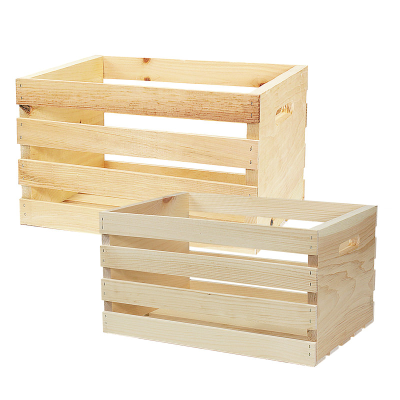 Ensemble de 2 caisses en pin massif non fini