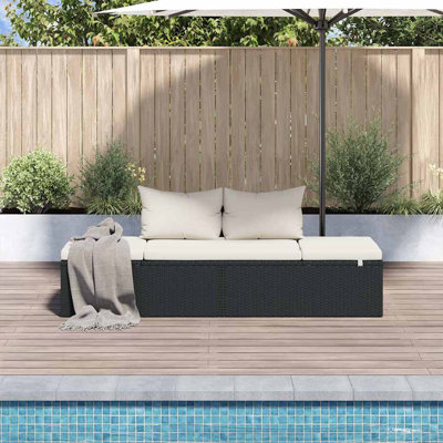 vidaXL Patio Bed, Outdoor Lounge Bed, Adjustable Sides Lightweight Weather-Resistant Easy Maintenance, Washable Cushions & Poly Rattan Frame by Wade Logan