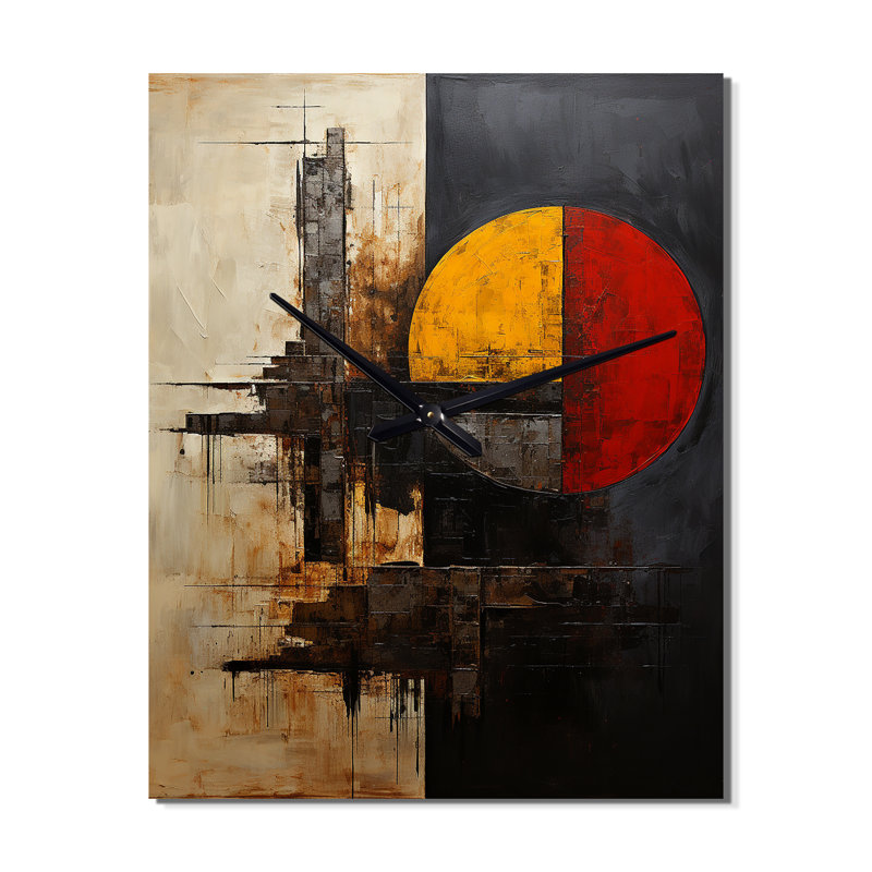 Belge avec abstraction géométrique I - Très grandes horloges murales géométriques modernes, H 28 po x l 12 po x P 1 po