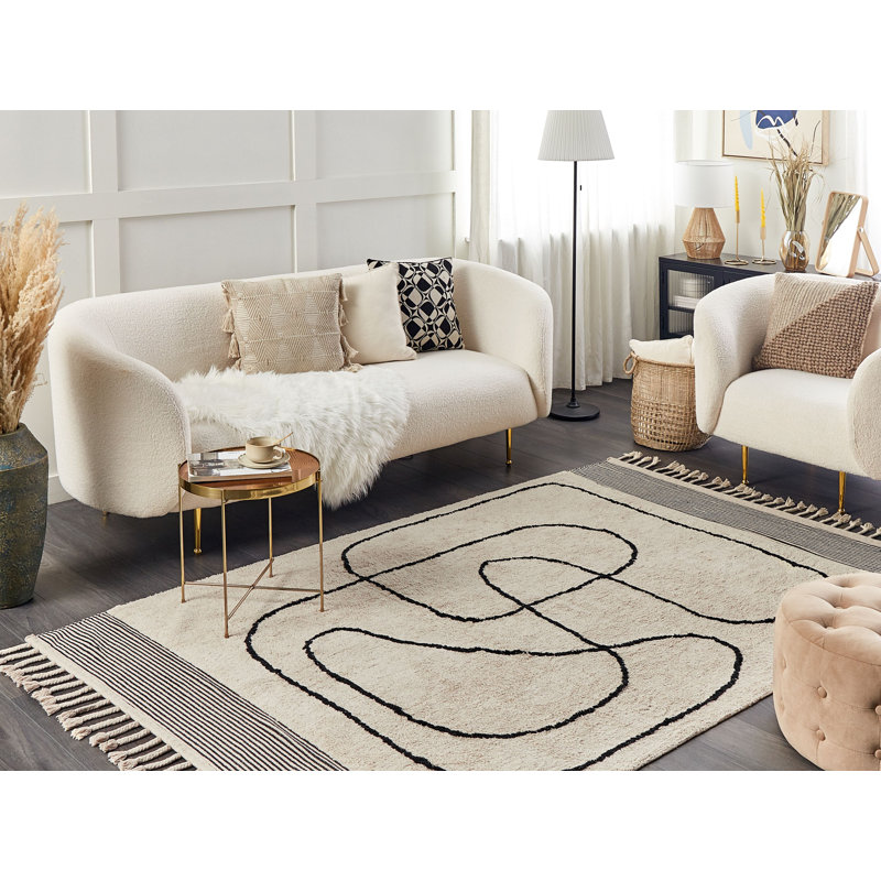 Amone Striped Cotton Hand Woven Area Rug, Rectangle 160cm x 230cm