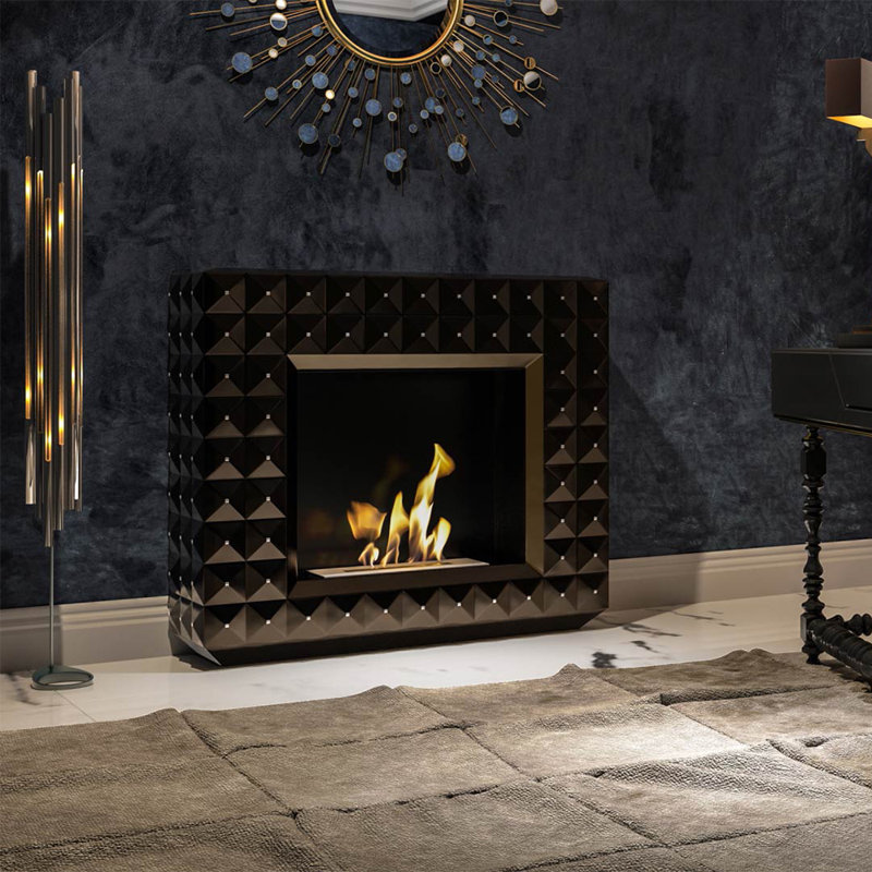 44.8'' W Bio-Ethanol Fireplace, Black