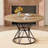 Modern Industrial Circular Dining Table for 4-6 People with Hourglass Metal Base-129103787