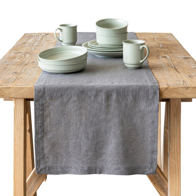 over&back Washed 100% Linen Table Runner - Machine Washable