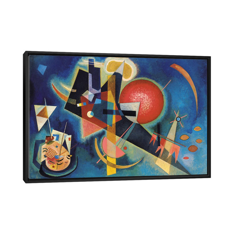 «Im Blau» par Wassily Kandinsky, impression sur toile, Toile avec cadre noir, Pas de tapis, H 32 po x l 48 po x P 1,5 po