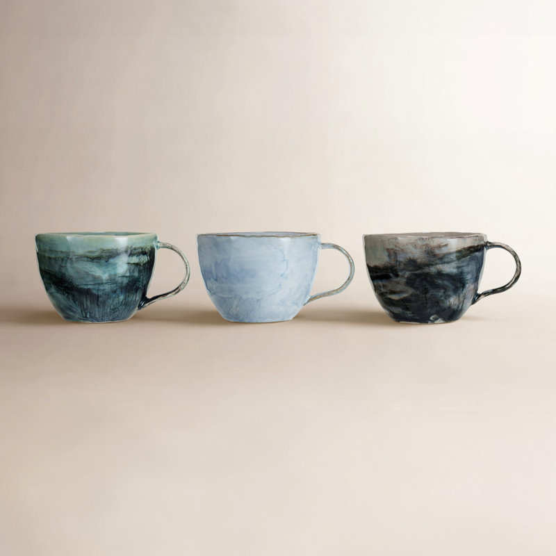 Tasse en grès Wimberley avec finition en marbre et différentes couleurs