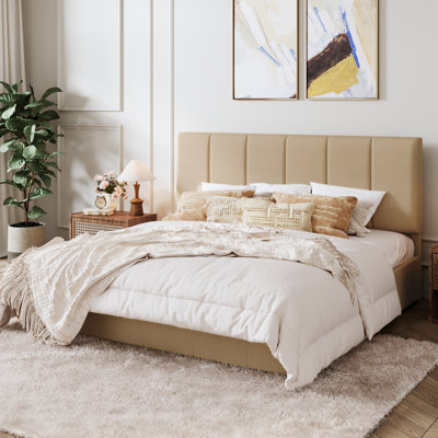 Hydraulic Lift Up Upholstered Platform Bed with Adjustable Headboard
