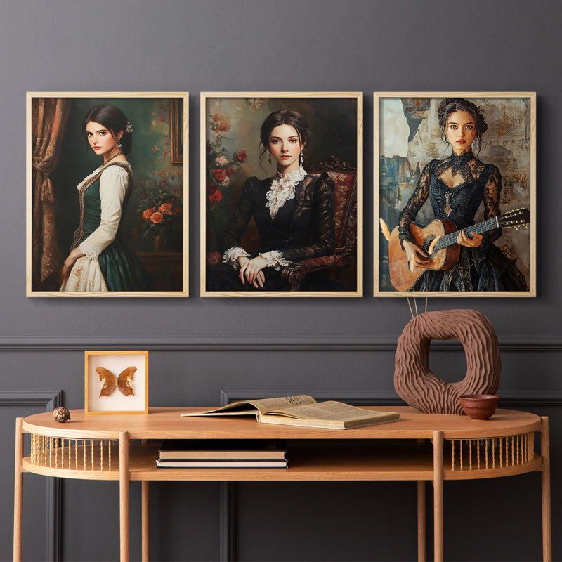 Série féminine LX -Set de 3 estampes numériques giclées -Prêt à accrocher, Naturel, H 10 po x l 8 po
