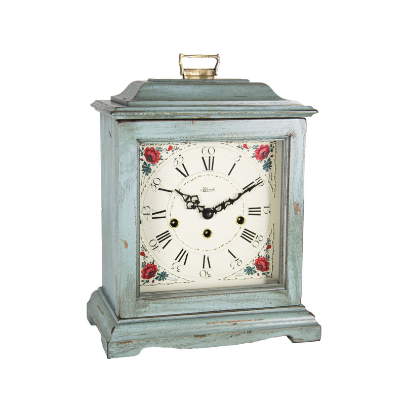 Roman Numeral Wood Tabletop Clock, Light Blue