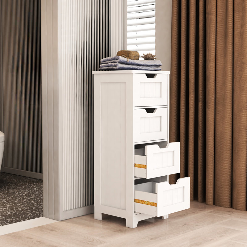 4 armoires de rangement blanches - organisez votre salle de bain, votre salon et votre cuisine sur une base autoportante avec 4 tiroirs pour un rangement soigné et propre