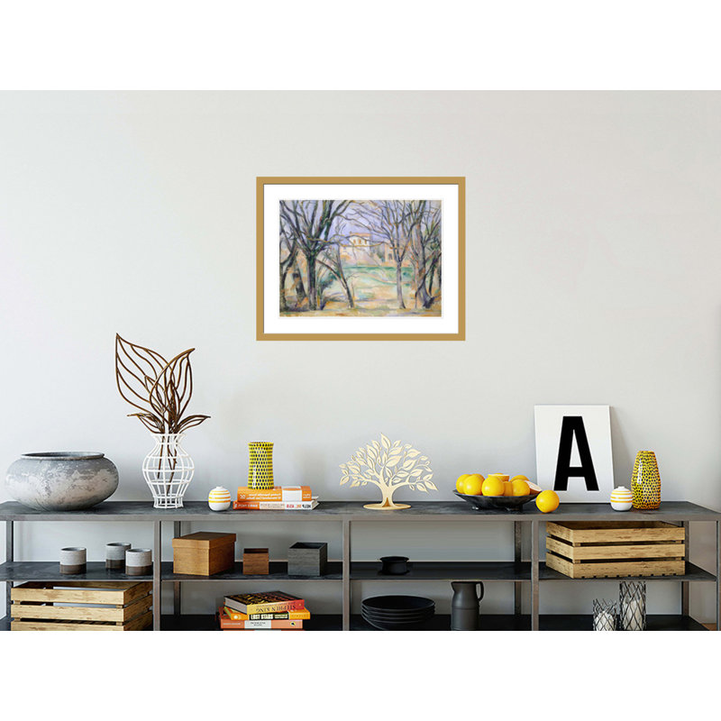 Arbres et maisons par Paul Cézanne - Impression sur toile, H 23,09 po x l 29,5 po