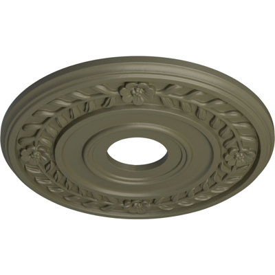Médaillon de plafond Endurathane Wigan, DE 16 po x P 2 1/4 po, finition perle noire peinte à la main