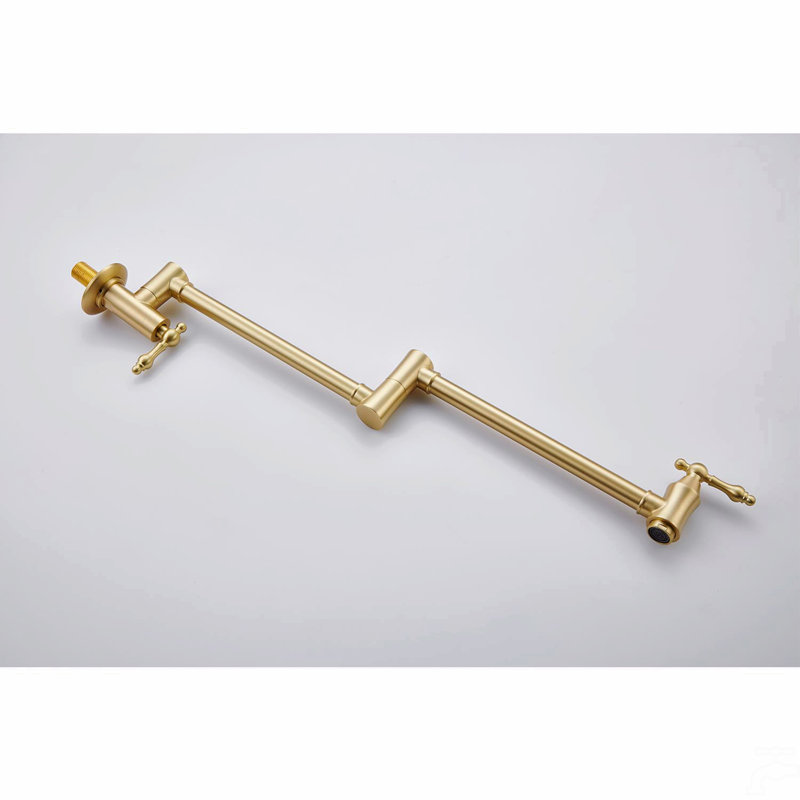 Wall Mount Folding Kitchen Pot Filler Faucet, Brushed Gold