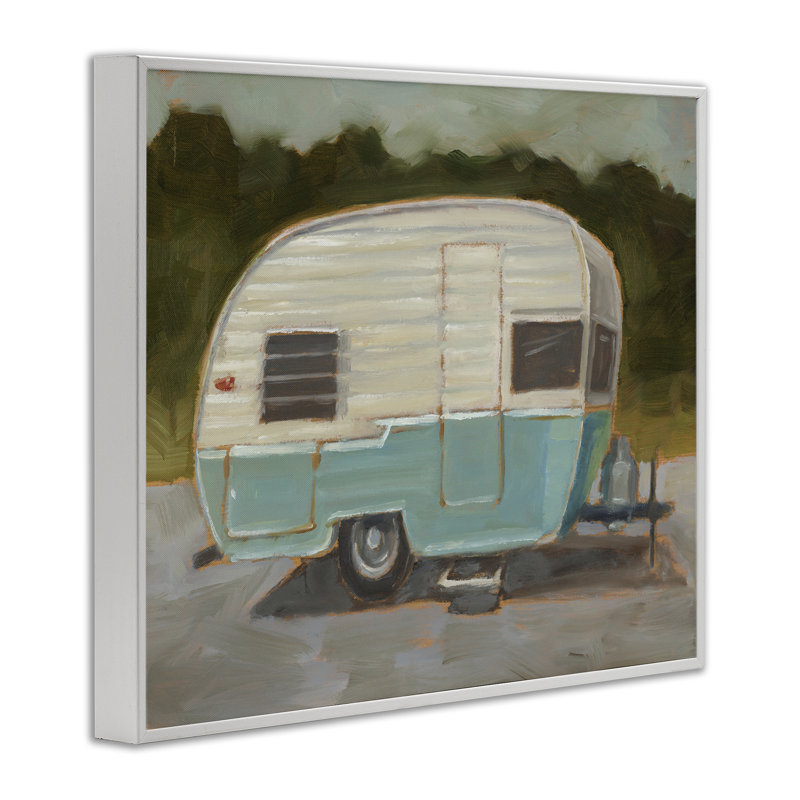 Art rétro, estampe numérique, conception par Ethan Harper, H 11 po x l 14 po, Estampe numérique encadrée blanc bord de mer