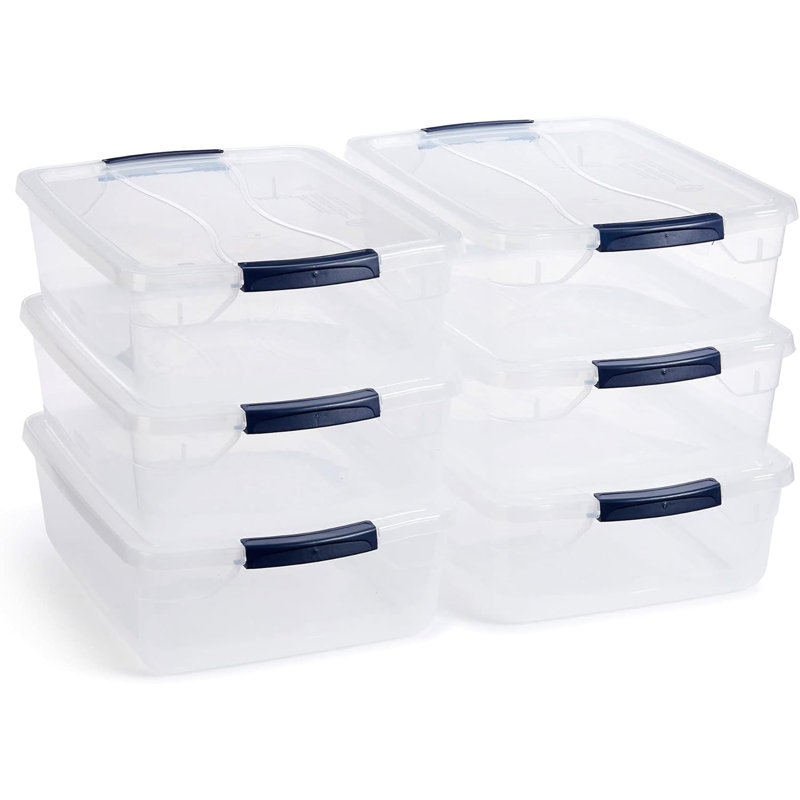 17 Quart Clear Latching Waterproof Stackable Airtight Storage Containers with Durable Latching Lids