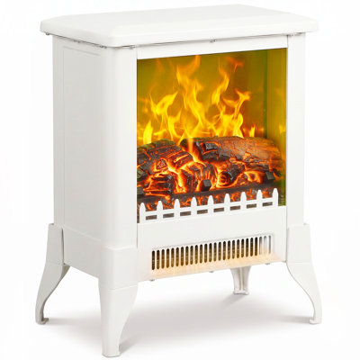 HOMCOM 37 cm W White Electric Fireplace