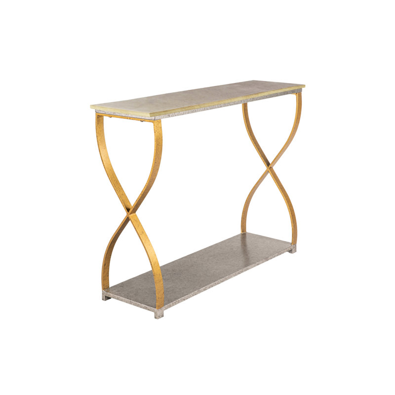 Console Mary 45 ", Argent royal / or royal, Travertin léger