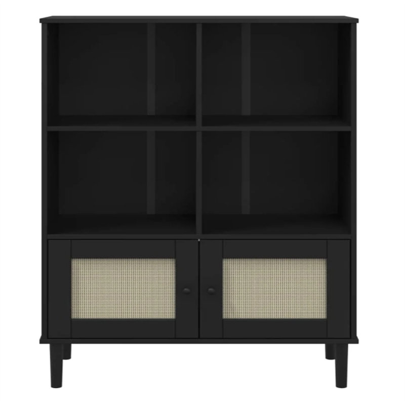 Algernard 130cm H x 90cm W Standard Rattan Look, Black