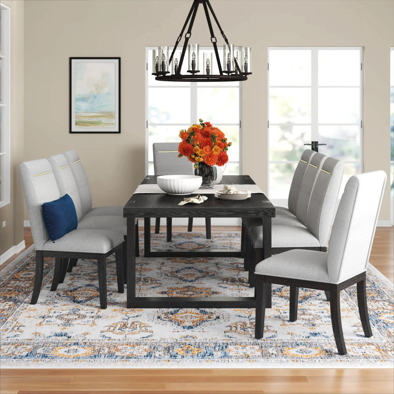 Donny Extendable Dining Set, White, 10 Pieces: Table, Sideboard, 8 Chairs