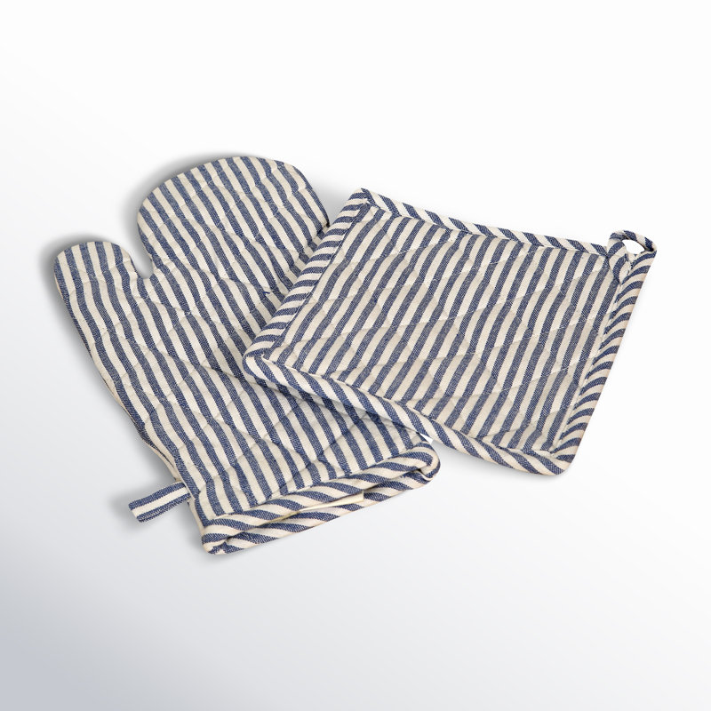 Ensemble de poignet et gant de cuisinier, Bleu/blanc