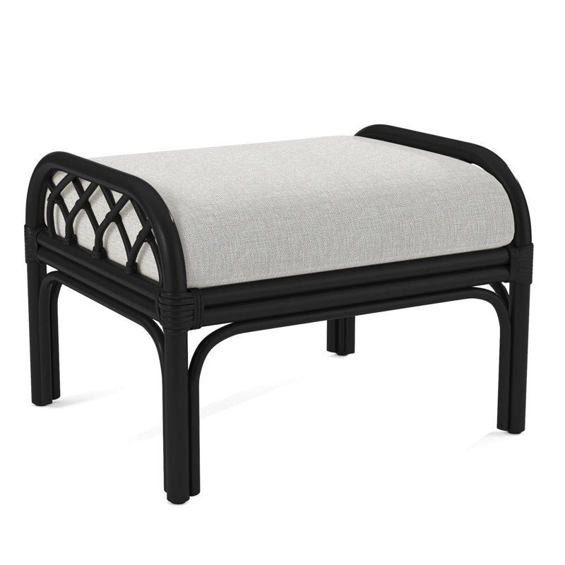 Edgewater Ottoman, Black, White Performance Fabric; 0851-94