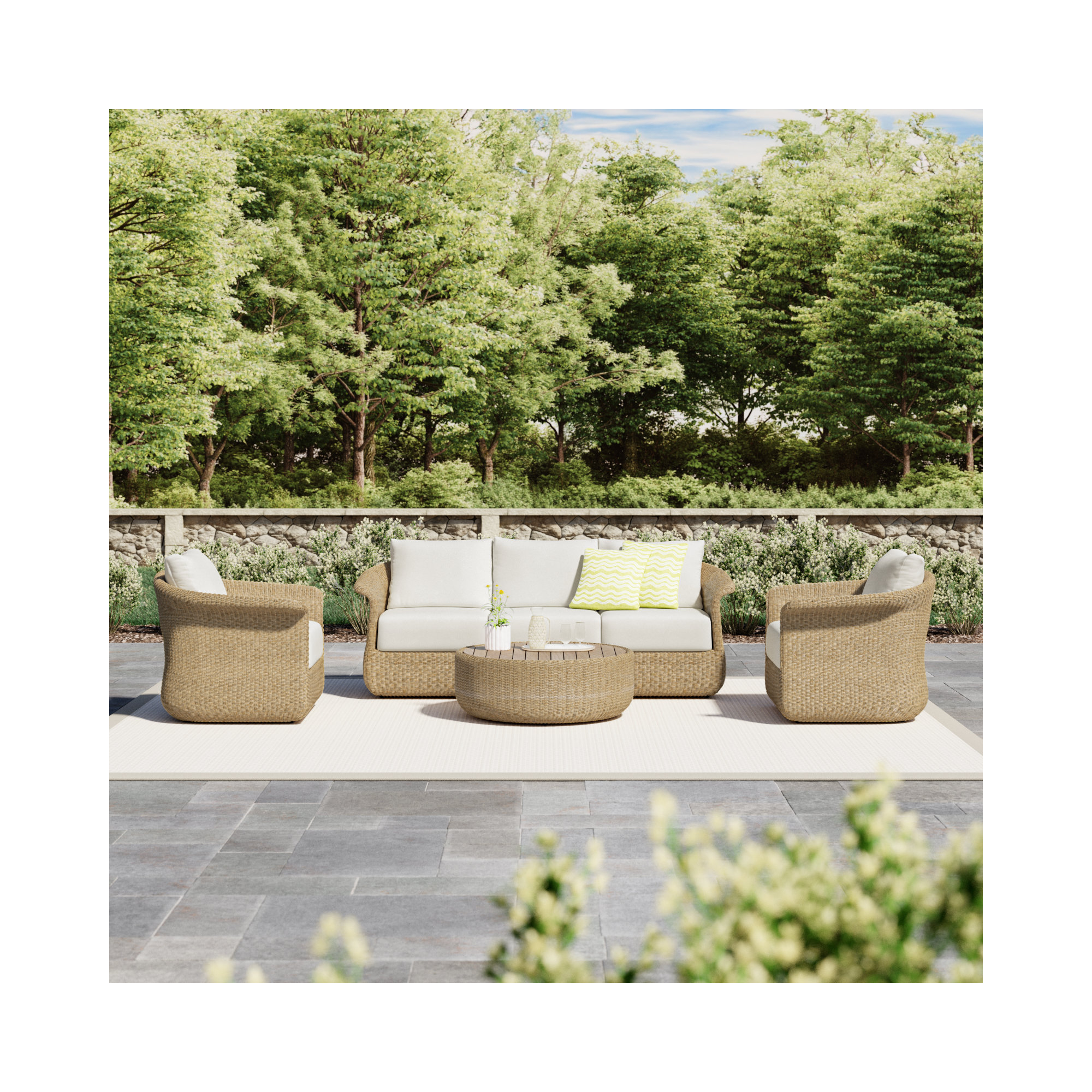 Baylor 4-Piece Wicker Deep Seating Seat