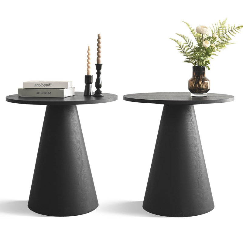Carnisha Pedestal Round Black End Table