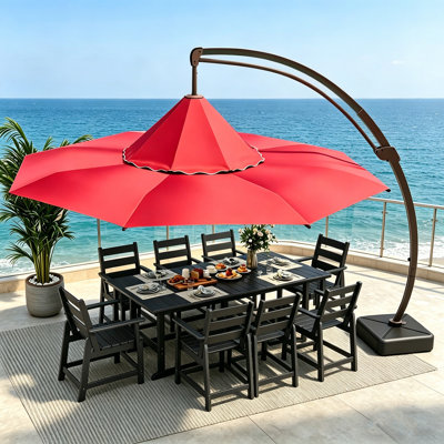  Parasol de patio en porte-à-faux 11 pi avec base 11 pi