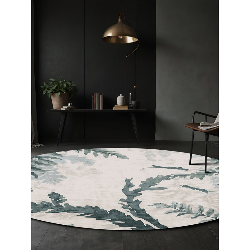 Tapis gris lavable à la machine, Rond 6 pi